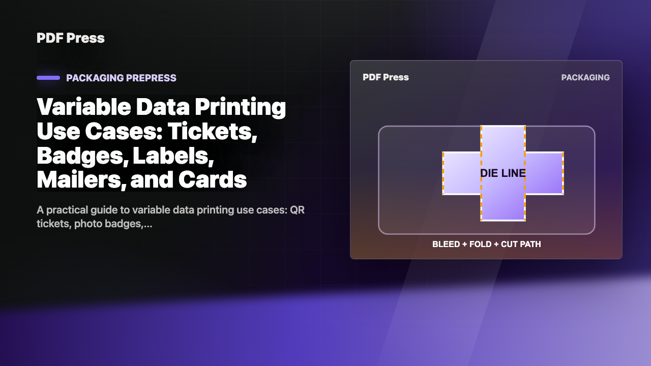 Variable Data Printing Use Cases: Tickets, Badges, Labels, Mailers, and Cards cover illustration