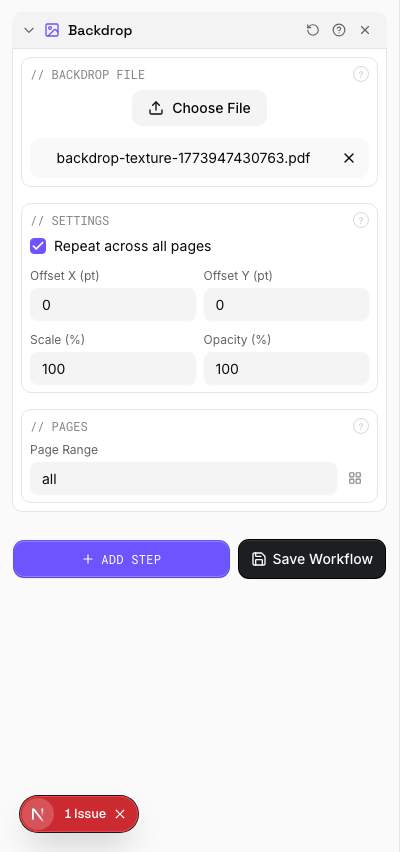 Backdrop Applied — settings