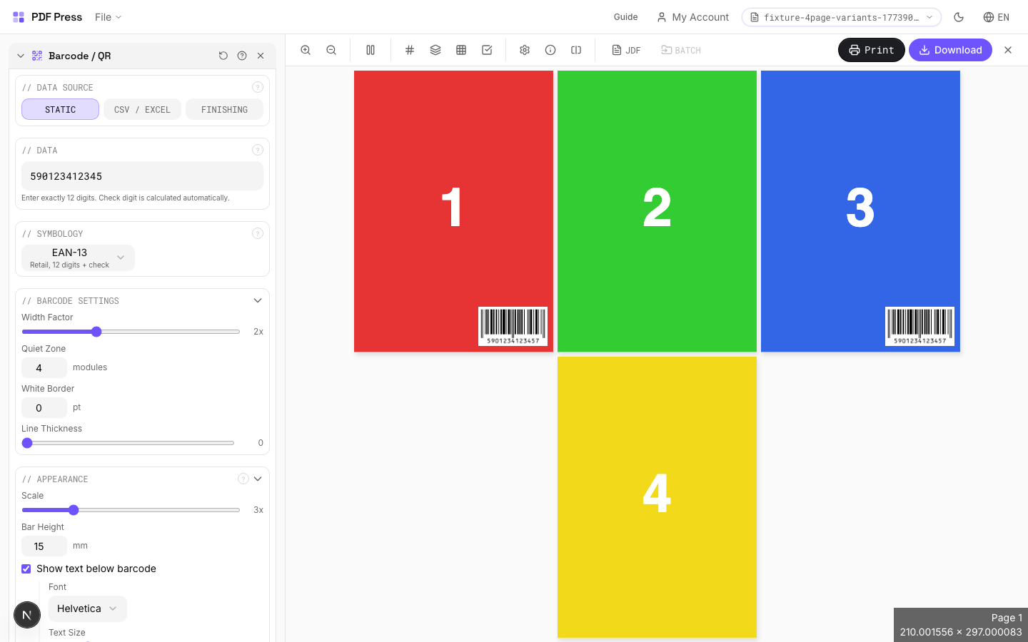 Barcode / QR — EAN-13 Product Barcode