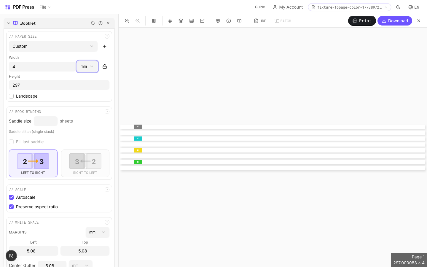Booklet — Perfect Binding Mode