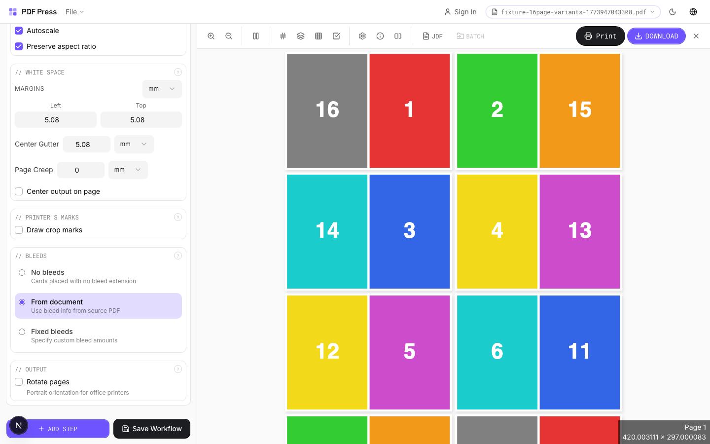 Booklet — Rotated Output
