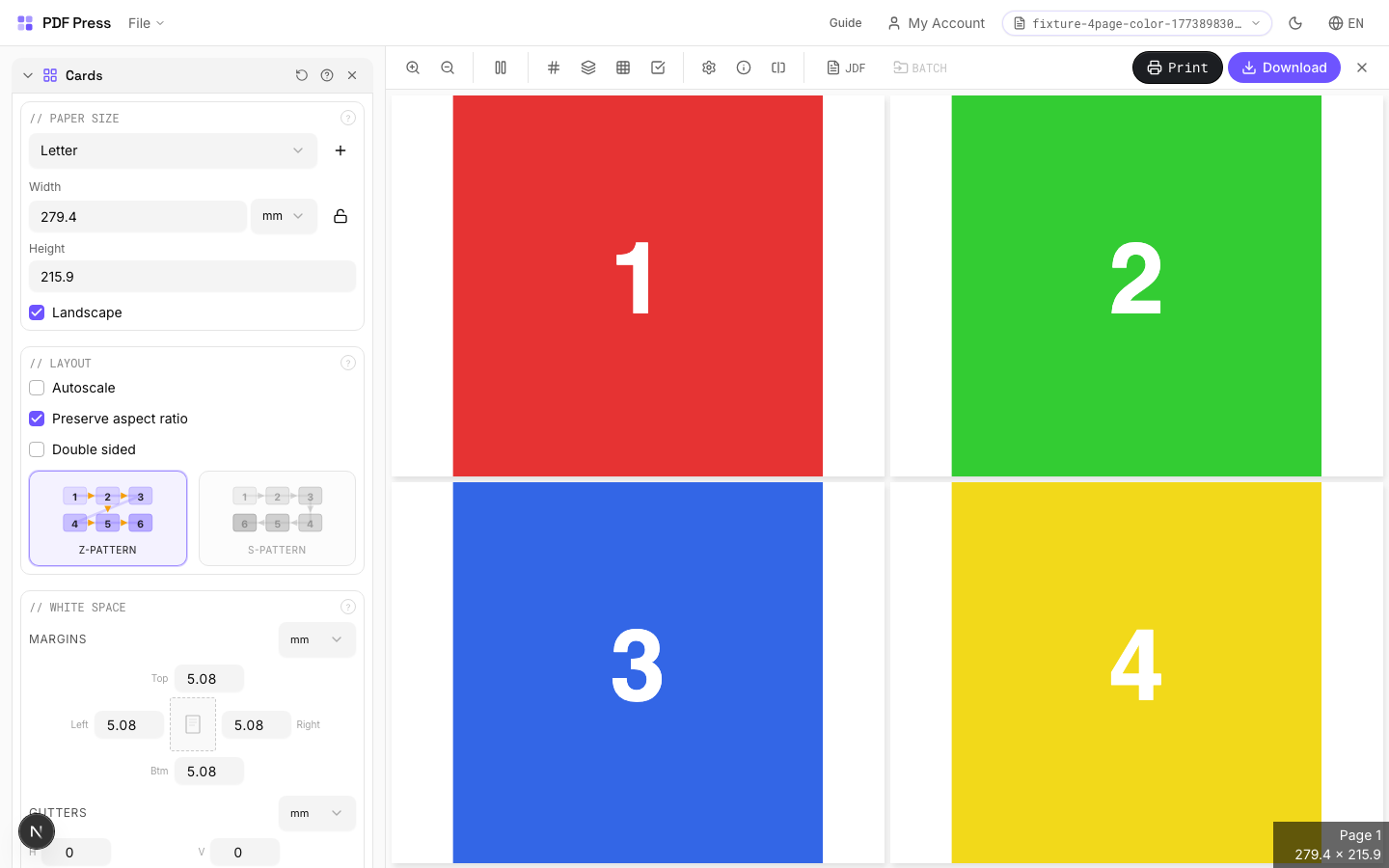 Cards — Landscape Orientation
