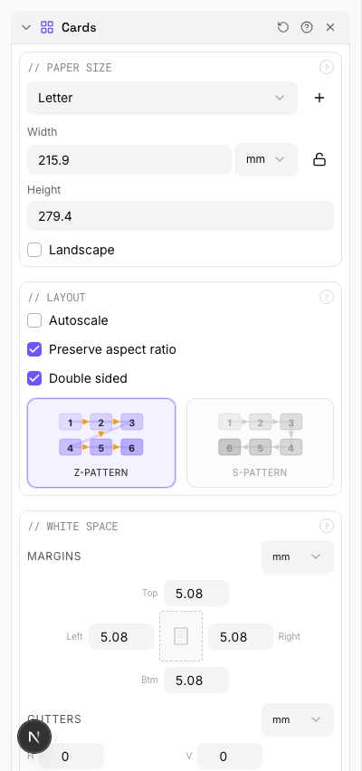 Double Sided — settings