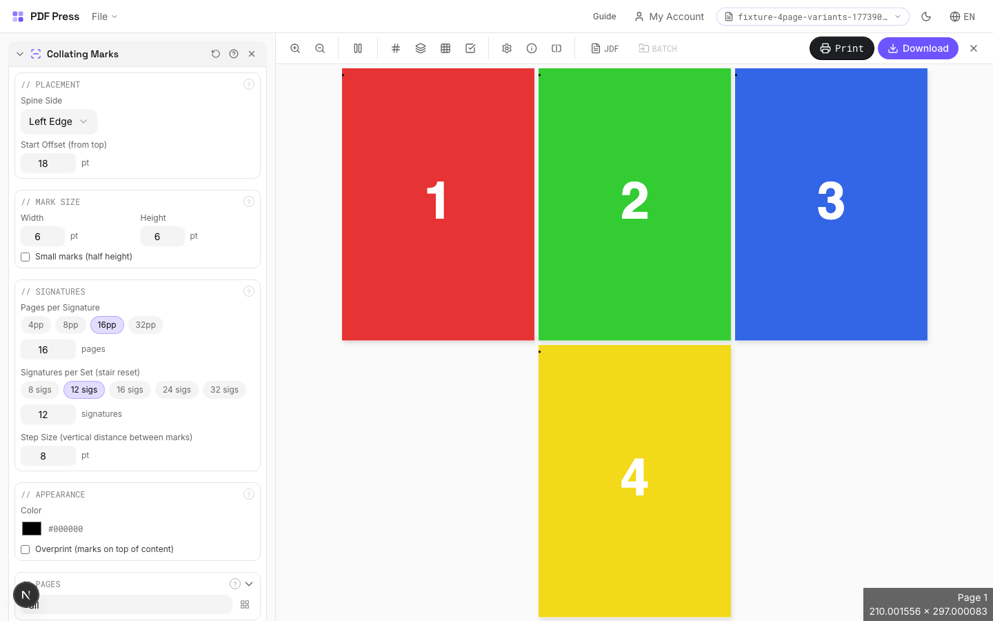 Collating Marks — Collating Marks Applied