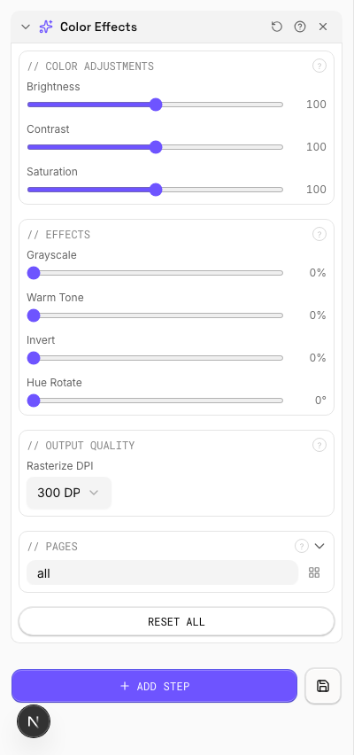 Grayscale Conversion — settings