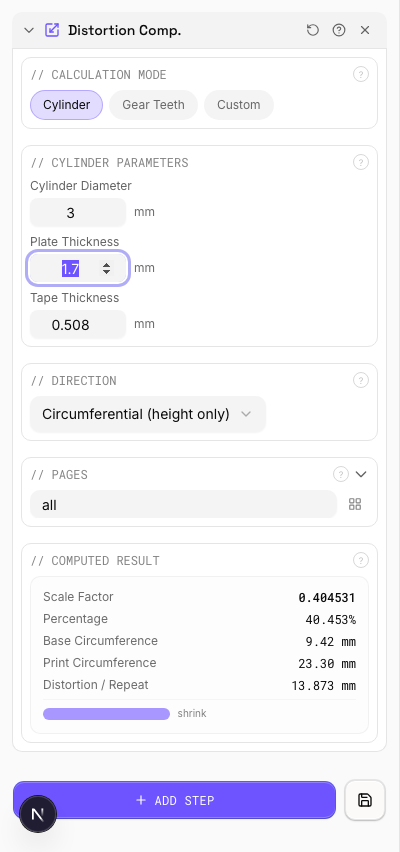 3% Horizontal Distortion — settings