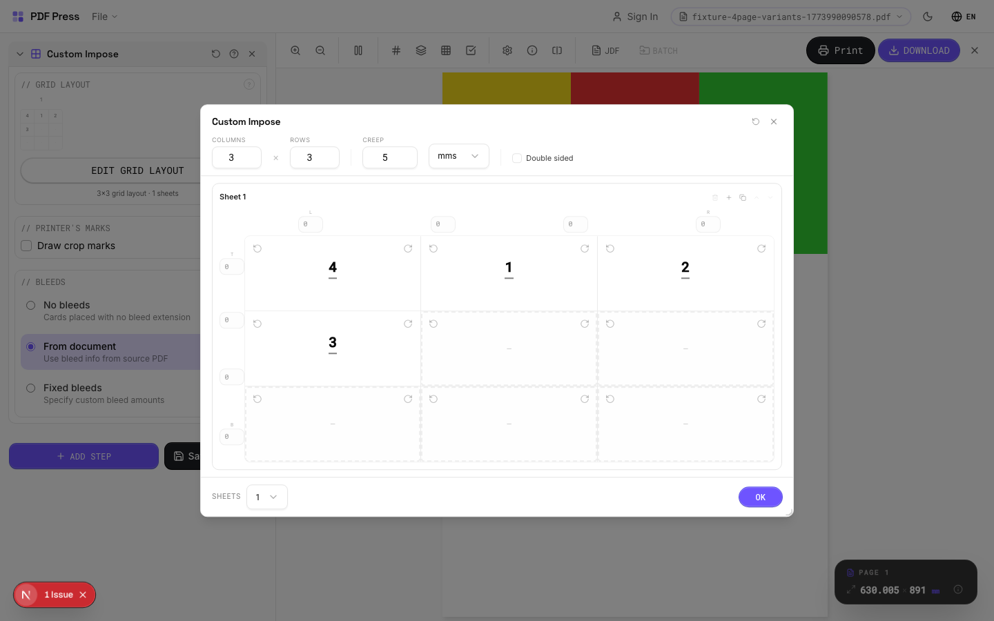 Custom Impose — Double-Sided Sheets