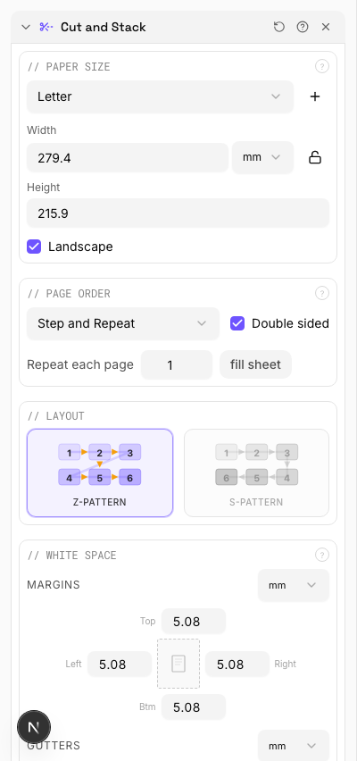 Double Sided — settings