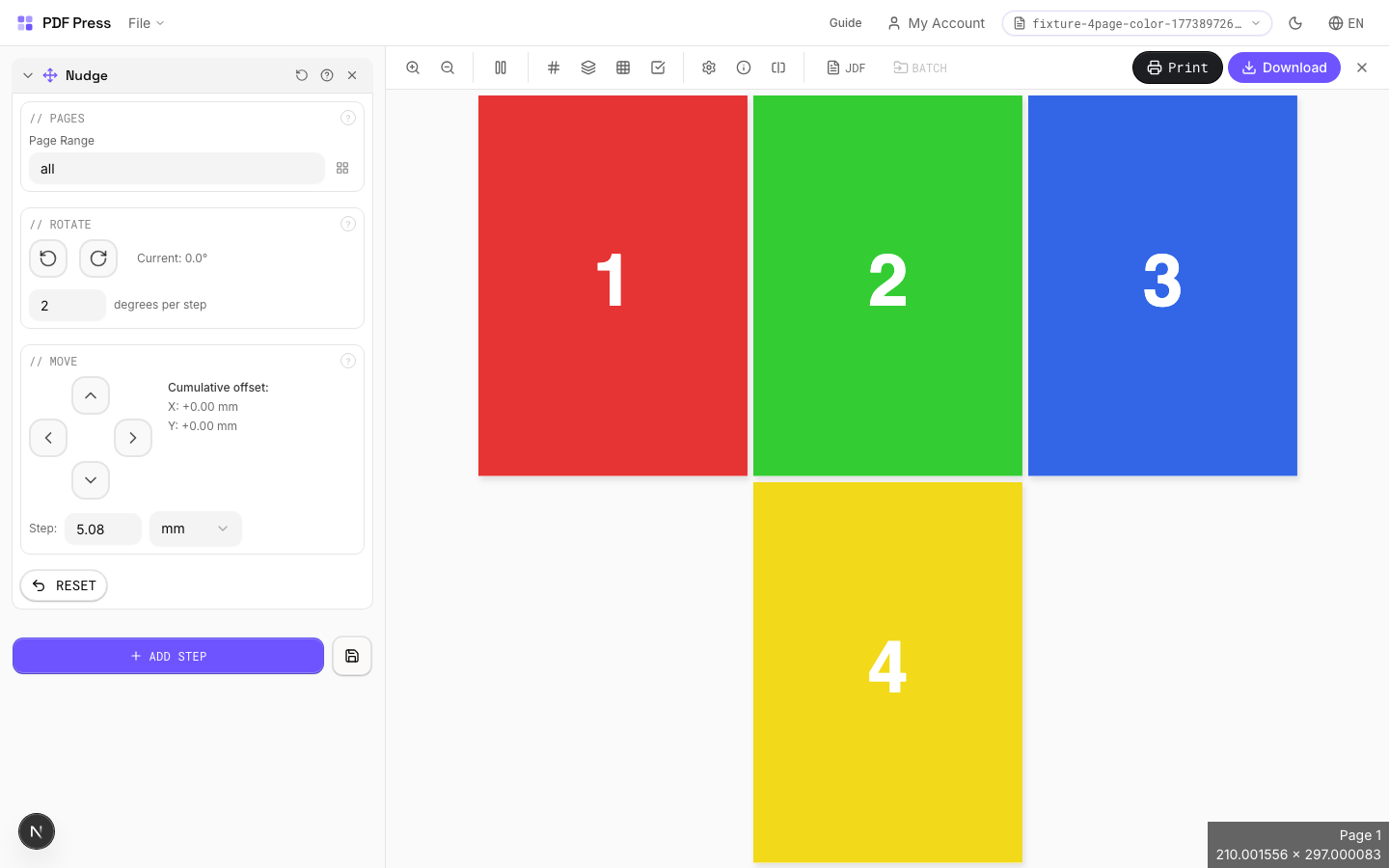 Nudge — full app view showing options and imposed result